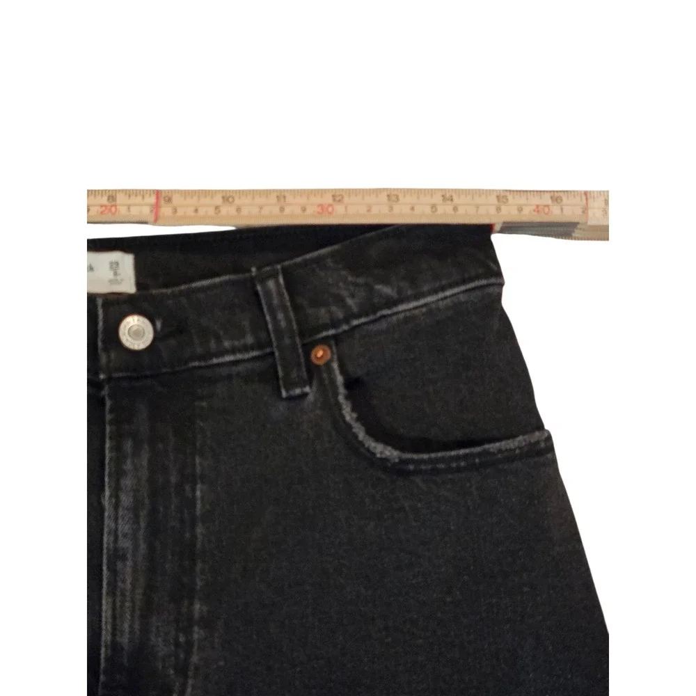 Abercrombie & Fitch 29/8 Black Jeans 90s Straight Ultra High Rise Faux Leather - Picture 2 of 9